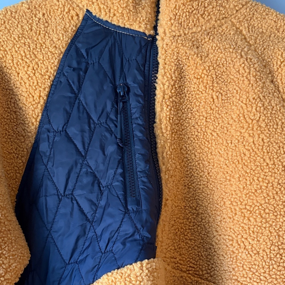 Joy Lab Women’s cropped mustard yellow and black Fleece half zip - Picture 2 of 6